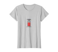 I Run Out of Energy Funny Runner Battery T-Shirt, Femme, Argent, XS