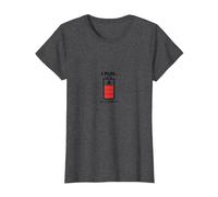 I Run Out of Energy Funny Runner Battery T-Shirt, Femme, Chiné Foncé, S