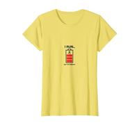 I Run Out of Energy Funny Runner Battery T-Shirt, Femme, Citron, XXL