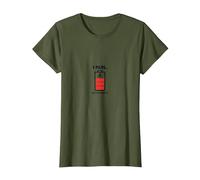 I Run Out of Energy Funny Runner Battery T-Shirt, Femme, Olive, S