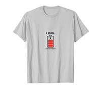I Run Out of Energy Funny Runner Battery T-Shirt, Homme, Argent, S
