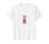 I Run Out of Energy Funny Runner Battery T-Shirt, Homme, Blanc, XL