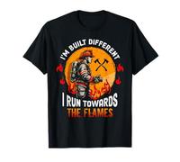 I Run Towards The Flames Pompier Camion Pompier Sauveteur T-Shirt