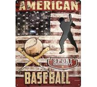 I&S / Les collections rétro IETS19101RC Plaque métal relief 20x15 cm Sport university us base ball