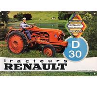I&S / Les collections rétro IETS19647RB Plaque métal relief 30x20 cm Renault Tracteur Renault D30 Produit sous licence officielle et/ou design exclusif, Métalisé