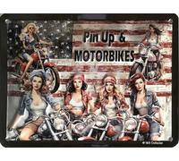 I&S / Les collections rétro IETS19685RA Plaque métal relief 40x30 cm Pin up Bike Produit sous licence officielle et/ou design exclusif
