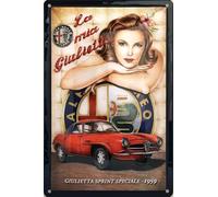 I&S / Les collections rétro IETS19708RB Plaque métal relief 30x20 cm Alfa Roméo GUILIETTA SPRINT 1959 Produit sous licence officielle et/ou design exclusif, Métalisé