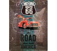 I&S / Les collections rétro IETS6604RA Plaque métal relief 40x30 cm Route 66 The road that built america Produit sous licence officielle et/ou design exclusif