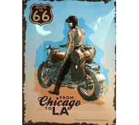 I&S / Les collections rétro IETS6607RA Plaque métal relief 40x30 cm Route 66 Us Biker 66 H Produit sous licence officielle et/ou design exclusif