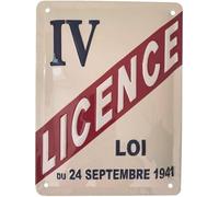 I&S / Les collections rétro Plaque métal relief 20x15 cm Licence IV Licence IV, Clair