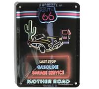 I&S/Les collections rétro Plaque métal relief 20x15 cm Route 66 Last stop gasoline garage, Métalisé