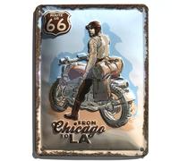 I&S/Les collections rétro Plaque métal relief 20x15 cm Route 66 R66 biker, Métalisé