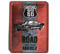 I&S/Les collections rétro Plaque métal relief 20x15 cm Route 66 The road that built america, Métalisé