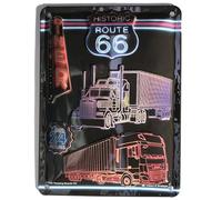 I&S/Les collections rétro Plaque métal relief 20x15 cm Route 66 Truck Motel 66 fluo, Métalisé
