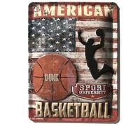 I&S/Les collections rétro Plaque métal relief 20x15 cm Sport university us basket, Métalisé
