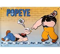 I&S/Les collections rétro Plaque métal relief 30x20 cm Popeye Popeye & Brutus 1 Produit sous licence officielle et/ou design exclusif, Métalisé