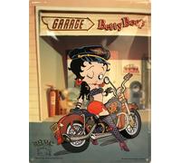I&S / Les collections rétro Plaque métal relief 40x30 cm Betty Boop Betty Boop Biker Produit sous licence officielle et/ou design exclusif, Métalisé