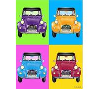 I&S / Les collections rétro Plaque métal relief 40x30 cm Citroën Citroën 2CV Wahrol Produit sous licence officielle et/ou design exclusif