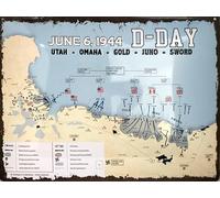 I&S / Les collections rétro Plaque métal relief 40x30 cm D Day Debarquement Beach Produit sous licence officielle et/ou design exclusif, Métalisé