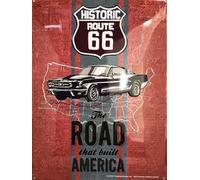 I&S / Les collections rétro Plaque métal relief 40x30 cm Route 66 The road that built america Produit sous licence officielle et/ou design exclusif, Métalisé