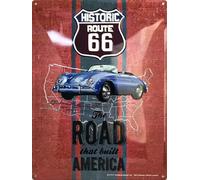 I&S / Les collections rétro Plaque métal relief 40x30 cm Route 66 The road that built america Produit sous licence officielle et/ou design exclusif, Métalisé