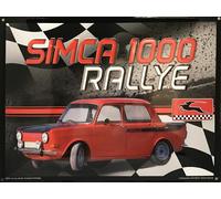 I&S / Les collections rétro Plaque métal relief 40x30 cm Simca Simca 1000 Rallye Produit sous licence officielle et/ou design exclusif, Métalisé