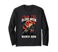 I Saw The Blood Moon 2026 Motif Loups hurlants rétro Manche Longue