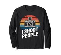 I Shoot People Appareil photo drôle photographie rétro femmes hommes Manche Longue