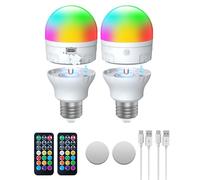 I-SHUNFA Ampoule Rechargeable USB-C Avec Télécommande, Ampoules LED E27 7W AC100-240V, Ampoule Rechargeable RGBCCT Dimmable Touch Control, 2000mAh Outdoor Emergency Light With Magnetic, Lot de 2