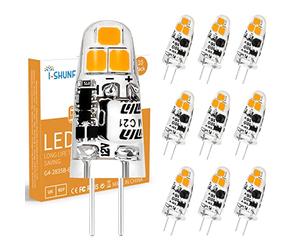 I-SHUNFA G4 LED Ampoule,AC/DC 12V,120LM Blanc Chaud 3000K,1.2W,10er Pack