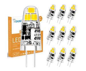 I-SHUNFA G4 LED Ampoule,AC/DC 12V,120LM Blanc Froid 6000K,Non Dimmable G4 LED Lampe,1.2W Remplacement 15W Ampoule Halogène,Pas de Scintillement,10er Pack