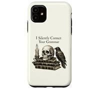 I Silently Correct Your Grammar Skull Raven Funny Teacher Coque pour iPhone 11