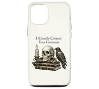I Silently Correct Your Grammar Skull Raven Funny Teacher Coque pour iPhone 12/12 Pro