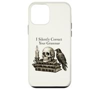 I Silently Correct Your Grammar Skull Raven Funny Teacher Coque pour iPhone 12 Mini