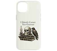 I Silently Correct Your Grammar Skull Raven Funny Teacher Coque pour iPhone 14 Plus