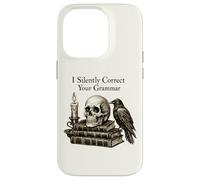 I Silently Correct Your Grammar Skull Raven Funny Teacher Coque pour iPhone 14 Pro