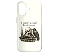 I Silently Correct Your Grammar Skull Raven Funny Teacher Coque pour iPhone 17