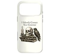 I Silently Correct Your Grammar Skull Raven Funny Teacher Coque pour iPhone 17 Pro Max