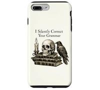 I Silently Correct Your Grammar Skull Raven Funny Teacher Coque pour iPhone 7 Plus/8 Plus