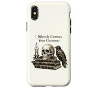 I Silently Correct Your Grammar Skull Raven Funny Teacher Coque pour iPhone X/XS