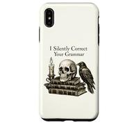 I Silently Correct Your Grammar Skull Raven Funny Teacher Coque pour iPhone XS Max
