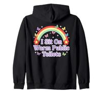 I Sit on Warm Public Toilets Humour Adulte Humour Arc-en-Ciel Sweat à Capuche