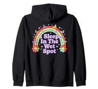 I Sleep in The Wet Spot Humour Humoristique pour Adulte Arc-en-Ciel Sweat à Capuche