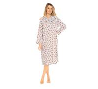 i-Smalls Chemise de nuit thermique à manches longues en flanelle super douce pour femme Motif floral, crème, 42-44
