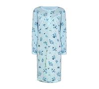 i-Smalls Chemise de nuit thermique en polaire pour femme, super douce, manches longues, motif floral, bleu, L