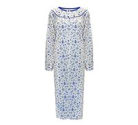 i-Smalls Chemise de nuit thermique pour femme 100 % coton brossé boutonné sur le devant longue nuisette L à 3XL, bleu, XL