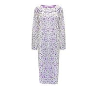 i-Smalls Chemise de nuit thermique pour femme 100 % coton brossé, boutonnière sur le devant, longue longueur, chemise de nuit L à 3XL, Violet, XXL