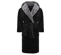 i-Smalls Peignoir à capuche en polaire super douce avec ceinture pour homme S à 6XL, Noir , XXL