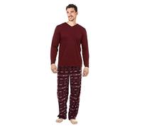 i-Smalls Pyjama d'hiver grande taille pour homme avec haut en jersey et pantalon en polaire super douce (grandes tailles), Rouge, XXXL