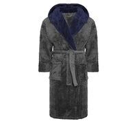 i-Smalls Robe de chambre à capuche en polaire super douce avec ceinture pour homme S à 6XL, charbon, XXL